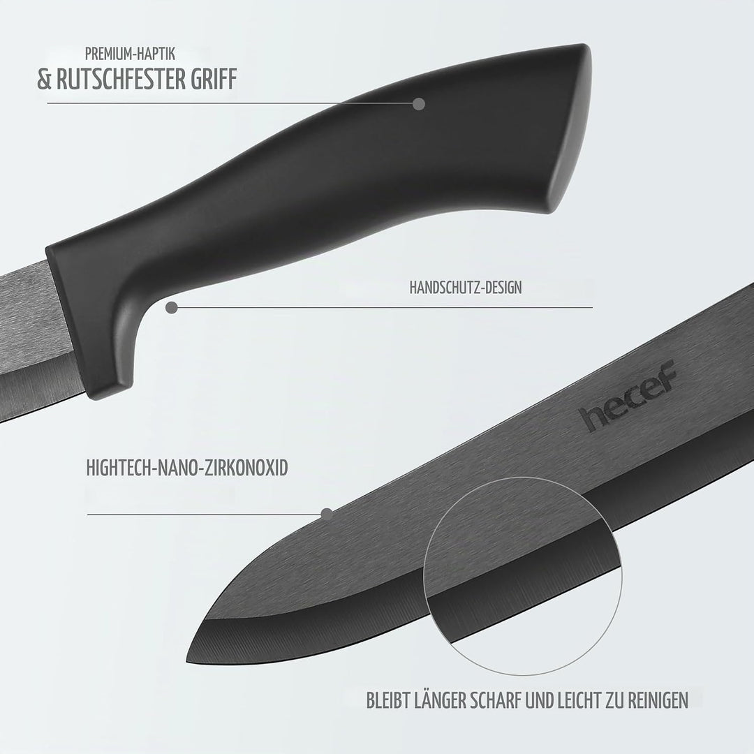 hecef Keramikmesser set 3-teilig, Scharf Küchenmesser Set Nie Eingerostet, Keramikmesser Klein mit S