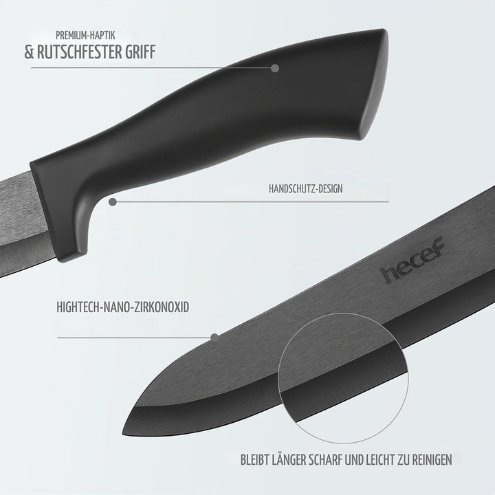 hecef Keramikmesser set 3-teilig, Scharf Küchenmesser Set Nie Eingerostet, Keramikmesser Klein mit S