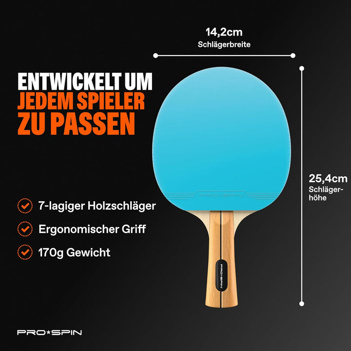 PRO-SPIN Tischtennisschläger – Hochleistungs-Tischtennis Set | Premium Tischtennisschlaeger, 3-Stern