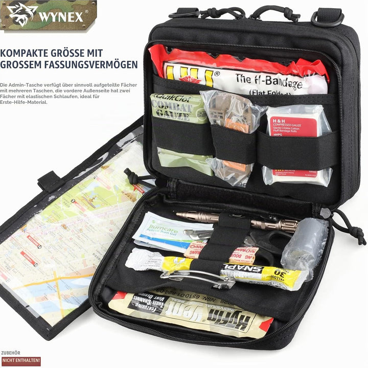 WYNEX Tactical Large Admin Pouch im Double Layer Design, Molle EDC EMT Utility Pouch mit Map Sleeve