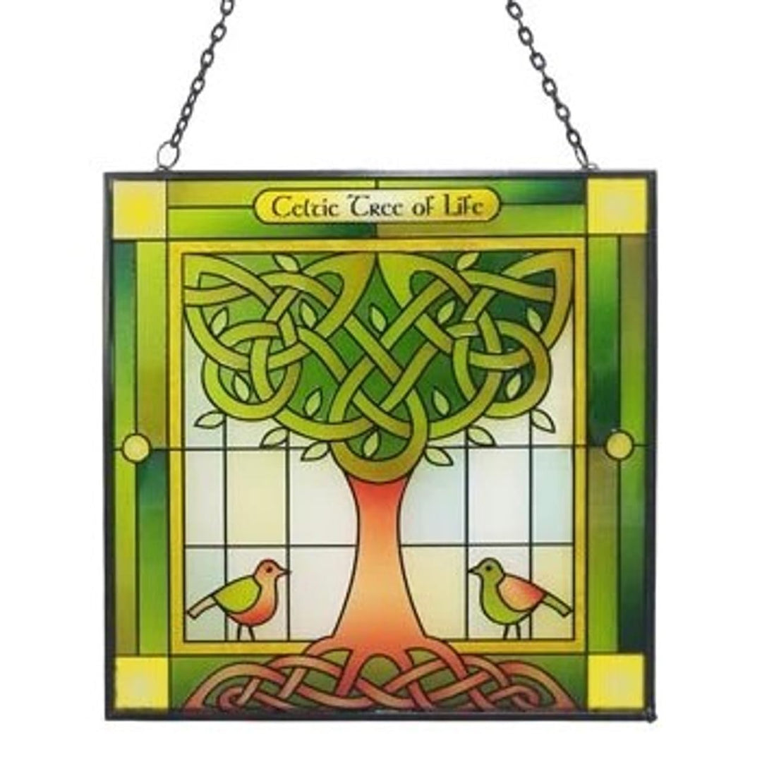 Royal Tara Baum des Lebens Buntglas Sonnenfänger Irisches handgefertigtes Hausdekor, 16 cm Grün Baum