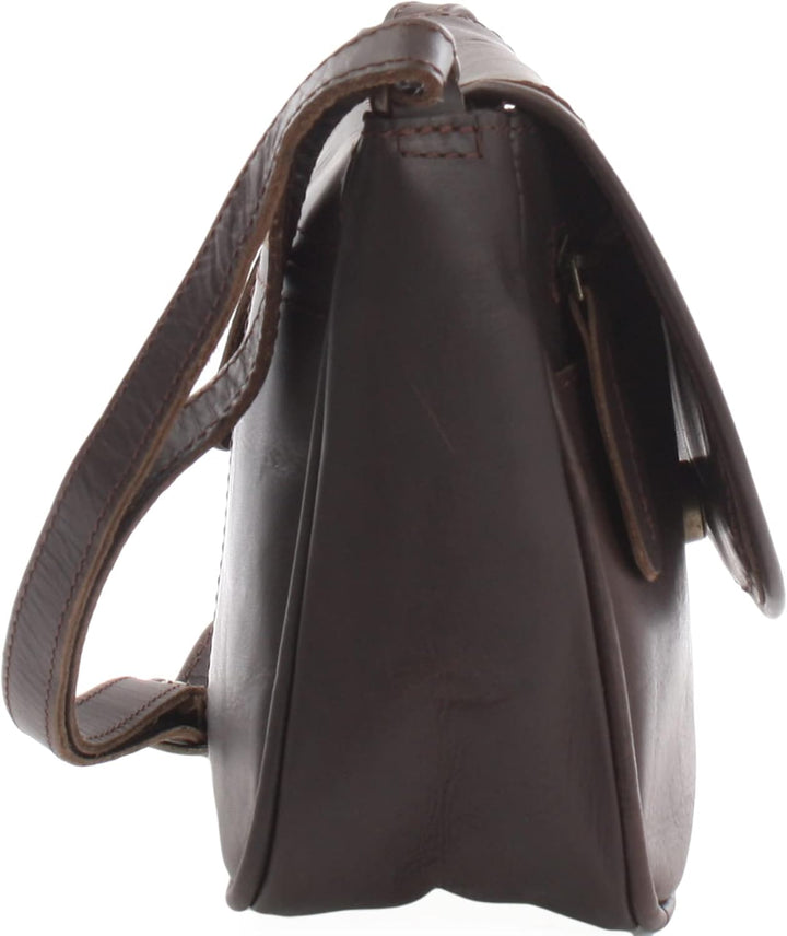LECONI kleine Umhängetasche Damentasche Schultertasche Festivaltasche Leder 22x18x6cm LE3047 Dunkelb