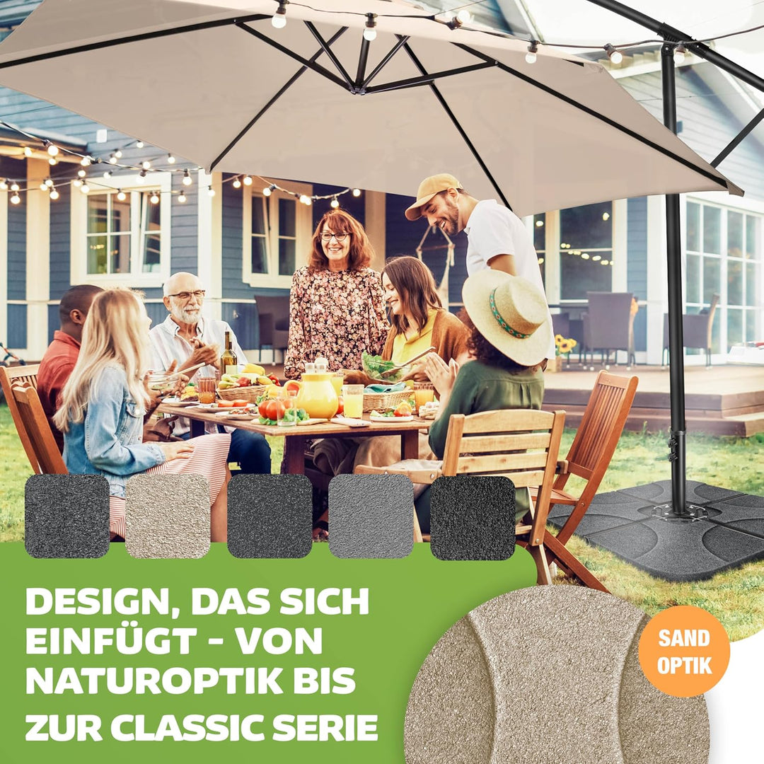 KESSER® Sonnenschirmständer 4-teilig Schirmgewicht Schirmständer für Ampelschirm Bodenkreuz 60 Liter