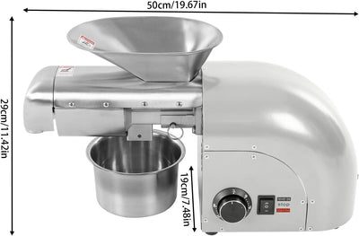 1800W Ölpresse Elektrische Pressmaschine für Heimgebrauch und kleine gewerbliche Anwendungen (Silbri