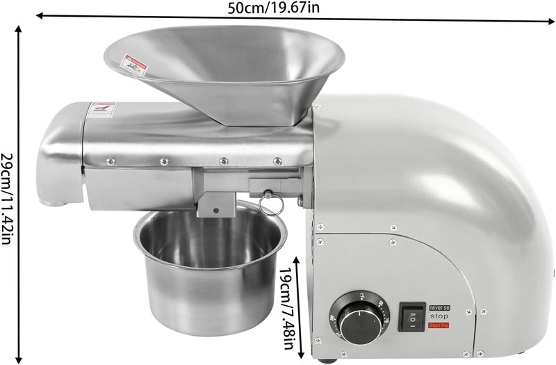 1800W Ölpresse Elektrische Pressmaschine für Heimgebrauch und kleine gewerbliche Anwendungen (Silbri