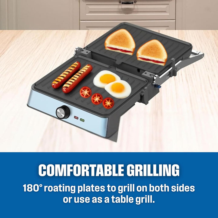 Westinghouse Retro-Kontaktgrill - 29 x 24 cm - 180° für beidseitiges Grillen - 2200W - Toaster - Ein