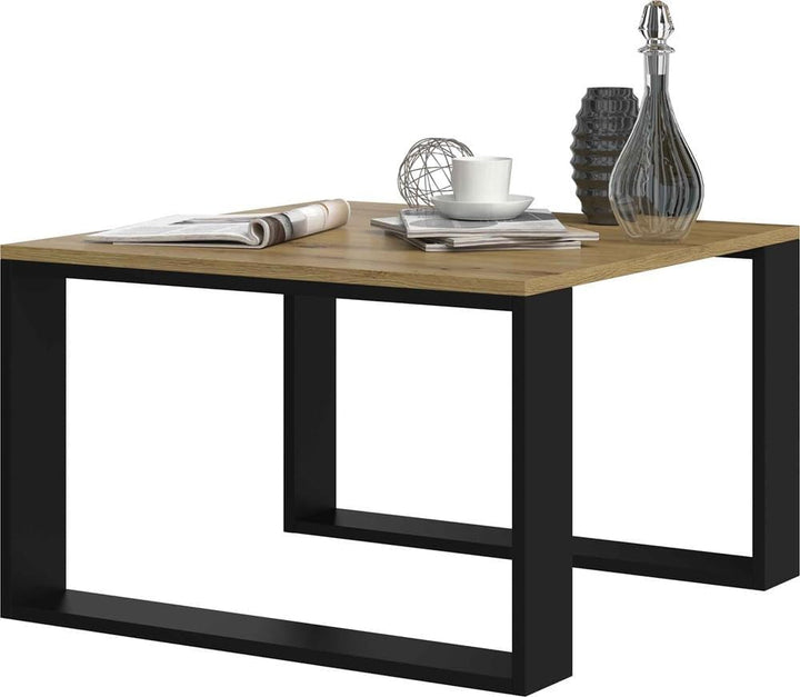 VBChome Kaffeetisch 67 x 67 x 40 cm Eiche Artisan - Schwarz Couchtisch Wohnzimmertisch Teetisch Beis