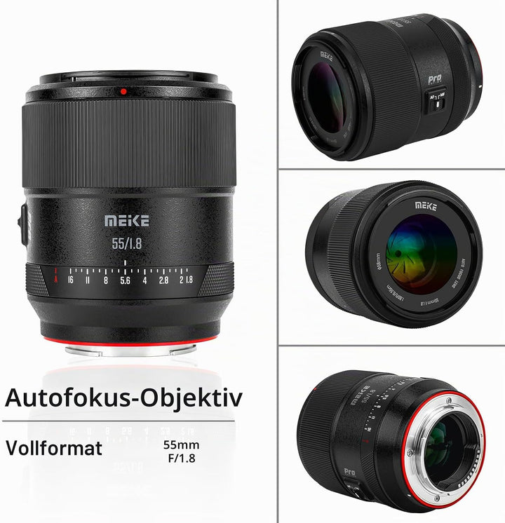 Meike 55 mm F1.8 Pro Vollformat-AF-STM-Objektiv, hochauflösende 8K-Autofokus-Festbrennweiten-Portrai