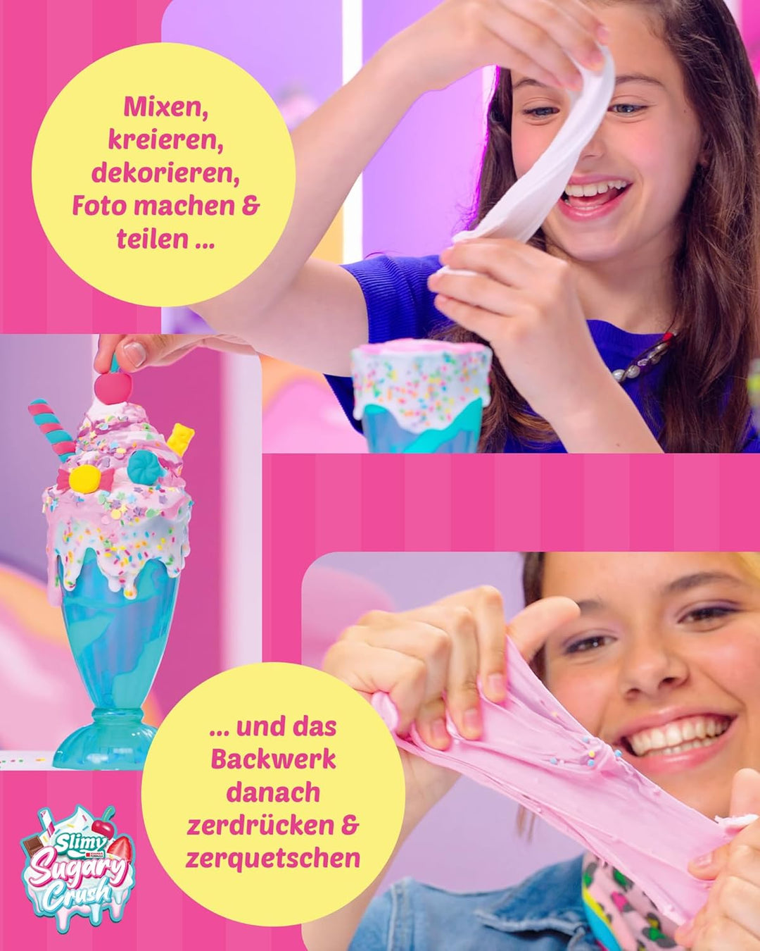 SLIMY Sugary Crush - Milkshack, Slime und Knete Kreativ-Set, Backspiel zum selber Mischen, Formen un