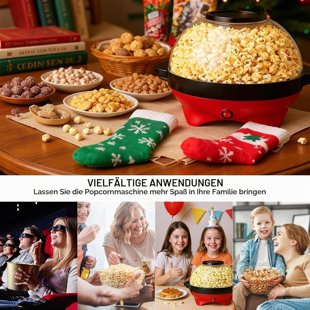 Cozary Popcornmaschine,5L Popcorn-Maker Gross für Zuhause für Zucker, Öl, Butter, mit Abnehmbarer He