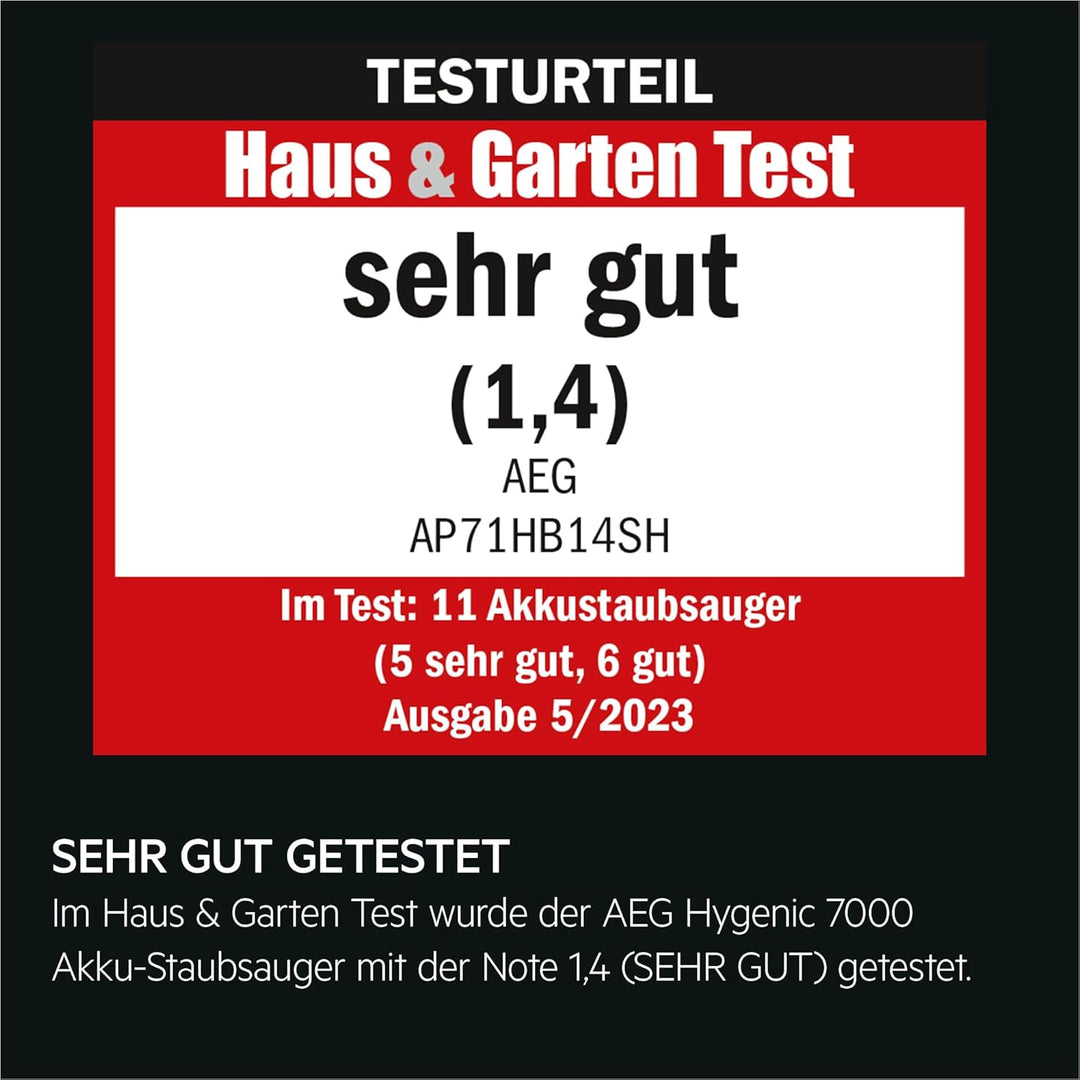 AEG HYGIENIC 7000 Akku-Staubsauger, Extra Kraftvoll, Ultraleicht 2,2 kg, Allergiker, bis zu 40 Min.