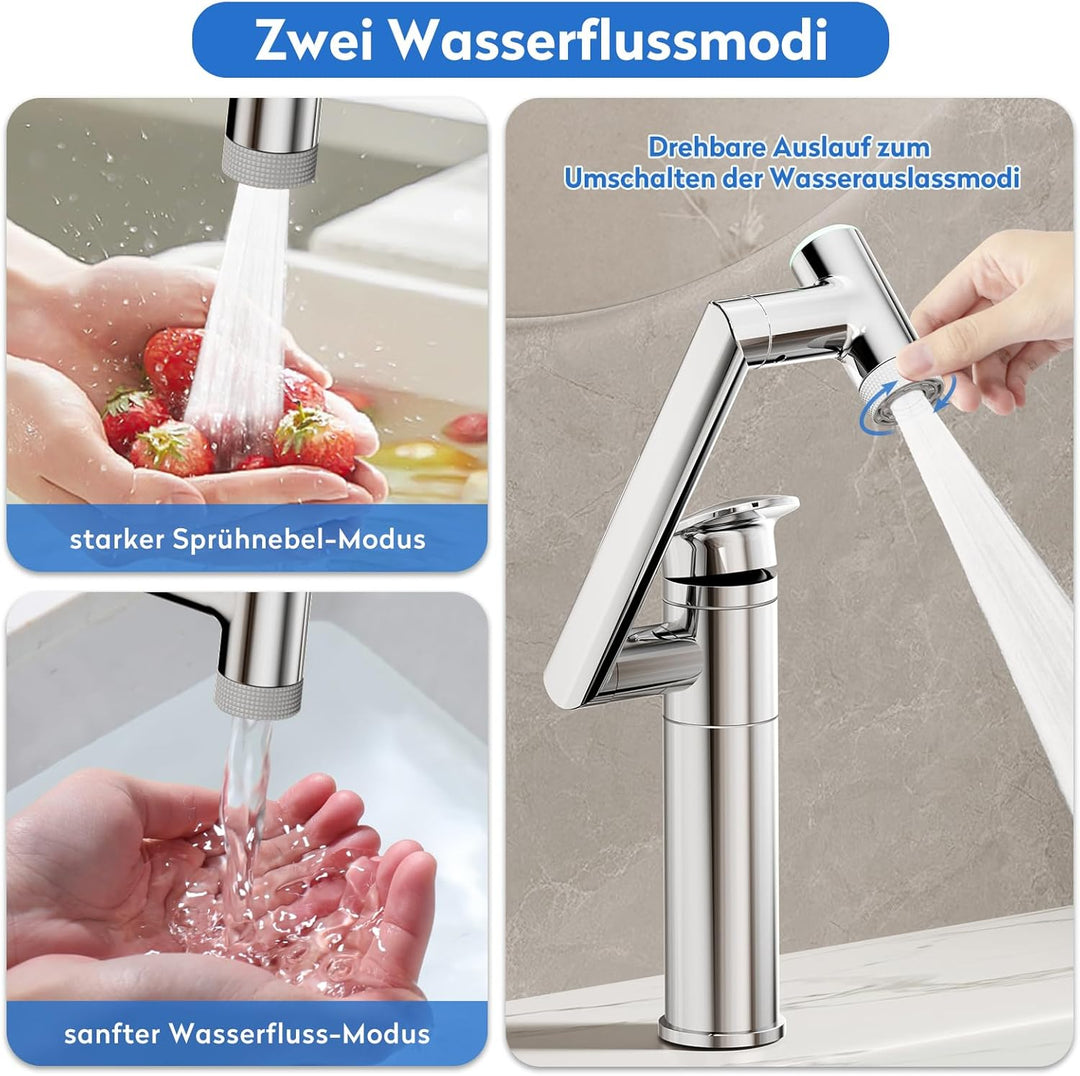 JONKEAN Wasserhahn Bad mit Temperaturanzeige(Batterielos), 1080° Drehbar Einhebelmischer Waschbecken
