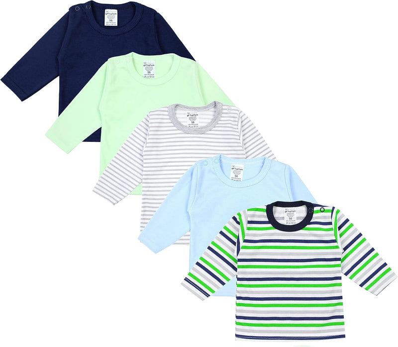 TupTam Baby Jungen Langarmshirt Gestreift 5er Set 62 Mehrfarbig, 62 Mehrfarbig