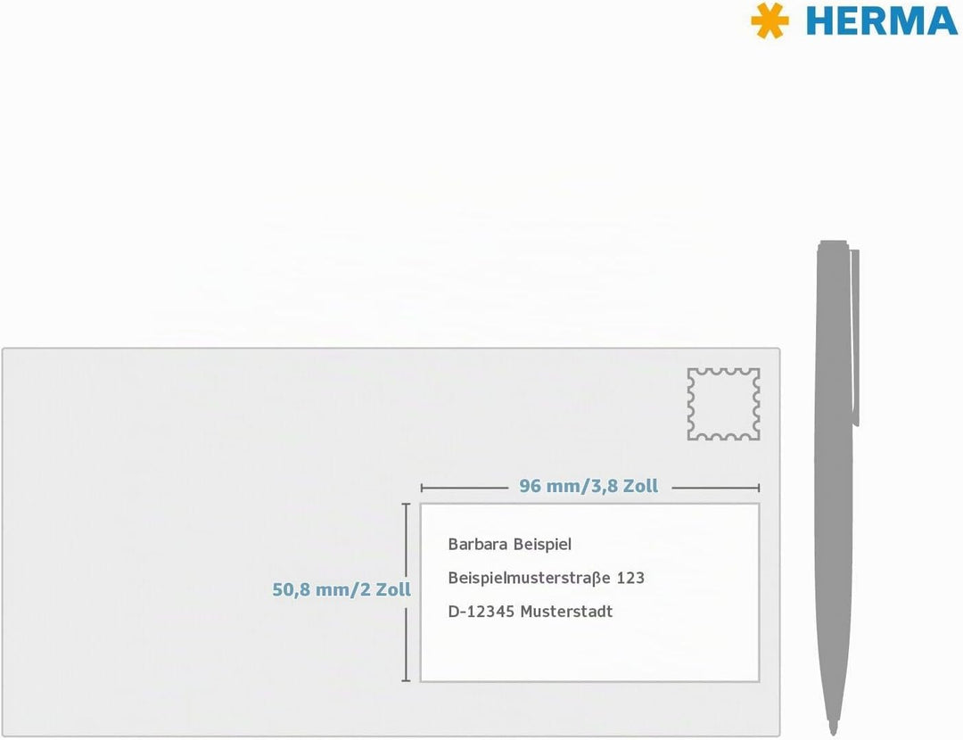 HERMA 10307 Universal Etiketten ablösbar, 100 Blatt, 96 x 50,8 mm, 10 Stück pro A4 Bogen, 1000 Aufkl