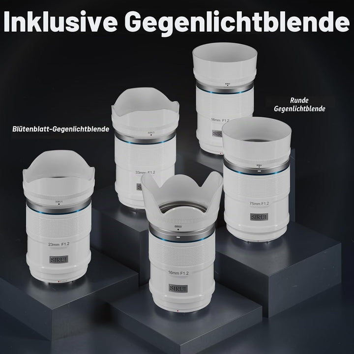 SIRUI Sniper 16mm 23mm 33mm 56mm 75mm Autofokus-Objektiv-Set, F1.2 Weitwinkel APS-C Kameraobjektiv,
