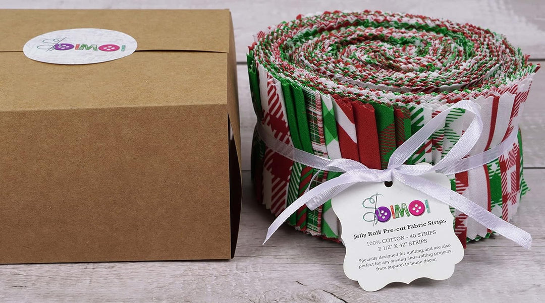 Soimoi 40 Stücke Weihnachtschecks Druck Baumwolle Vorausstehende Stoffe Für Quilting Craft Strips 2.
