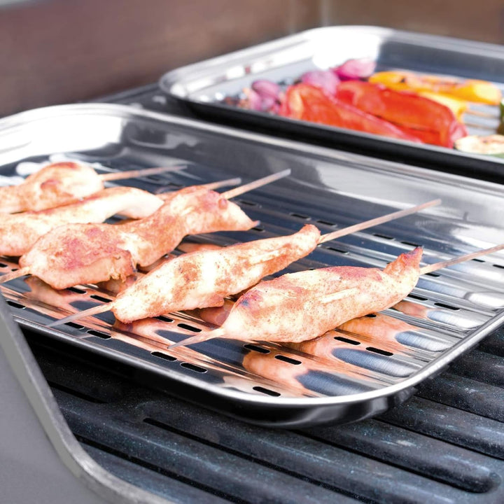 2 Stück BBQ Grillschalen Aus Edelstahl Grillschale Grillschale Edelstahl Grillkorb Wiederverwendbare