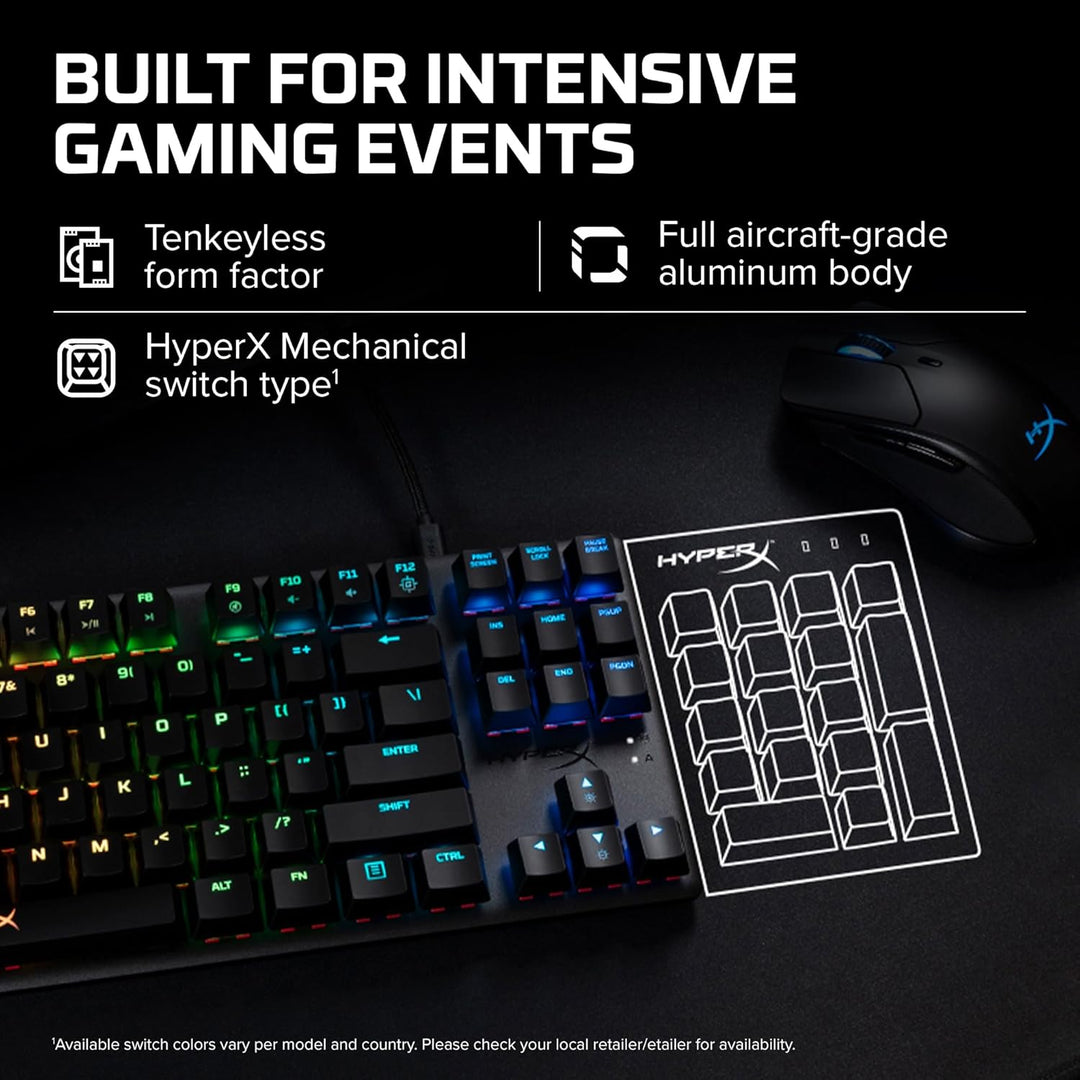 HyperX HX-KB7RDX-US Alloy Origins Core, RGB Mechanische Gaming Tastatur, Tenkeyless, Red switches (U