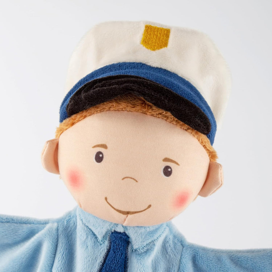 sigikid 43348 Handspielpuppe, blau/Polizist, OneSize, Blau/Polizist