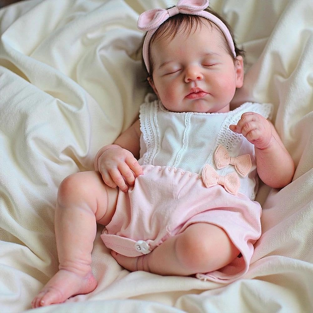 Zero pam Reborn Baby Vollsilikon Lebensecht Mädchen, 50CM Reborn Baby Mädchen, Silikon Puppe Mit Haa