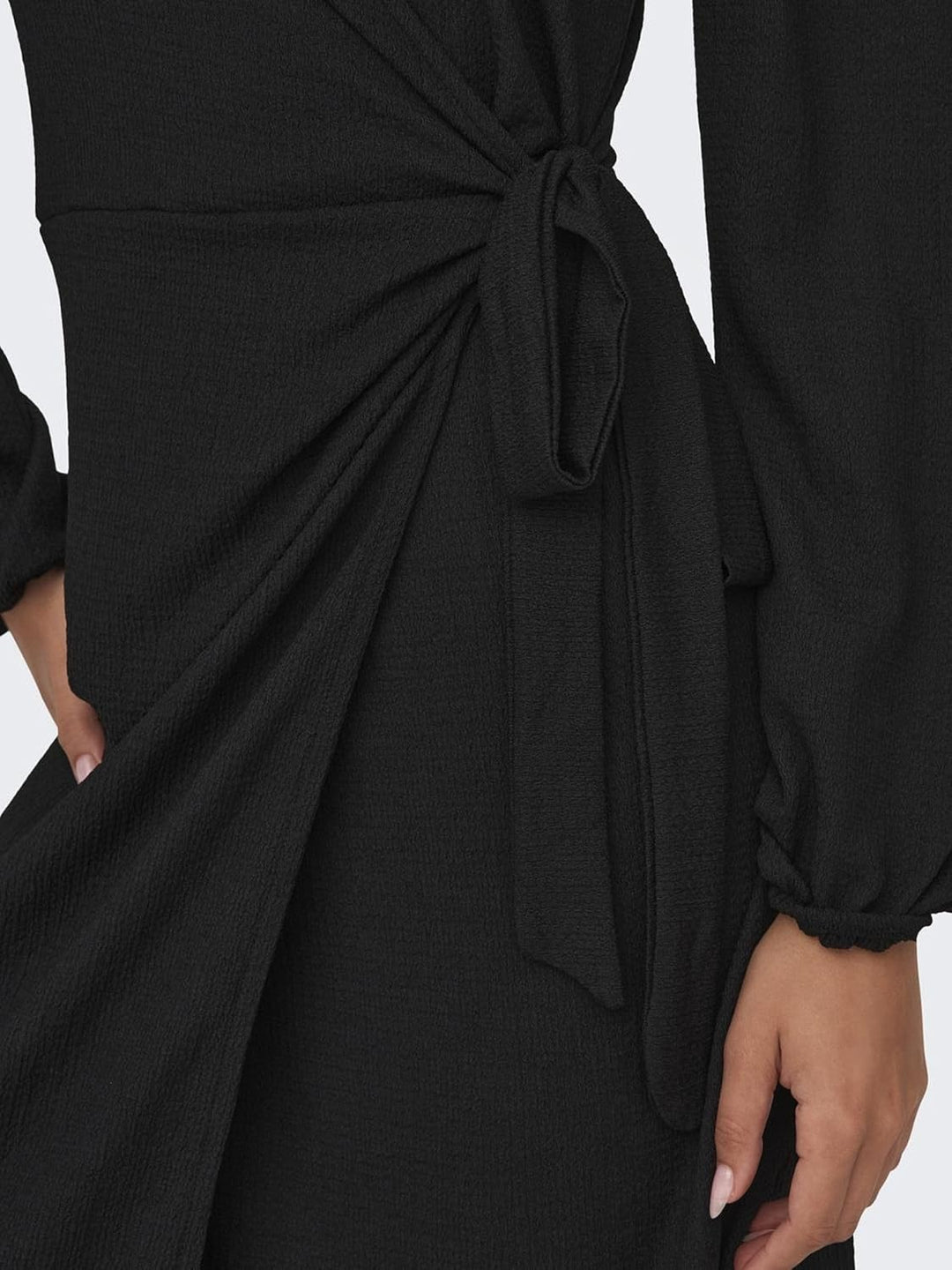 ONLY Damen Onlmerle L/S Wrap Midi Dress Jrs XXS Schwarz, XXS Schwarz