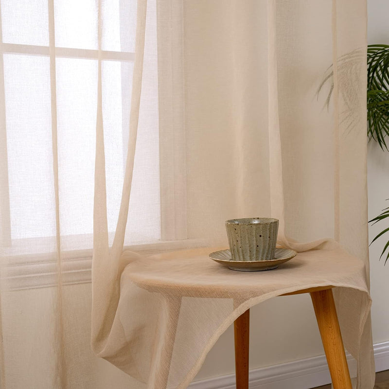 MIULEE 2er Set Sheer Voile Vorhang mit Ösen Transparente Gardine aus Voile Polyester Ösenschal Trans