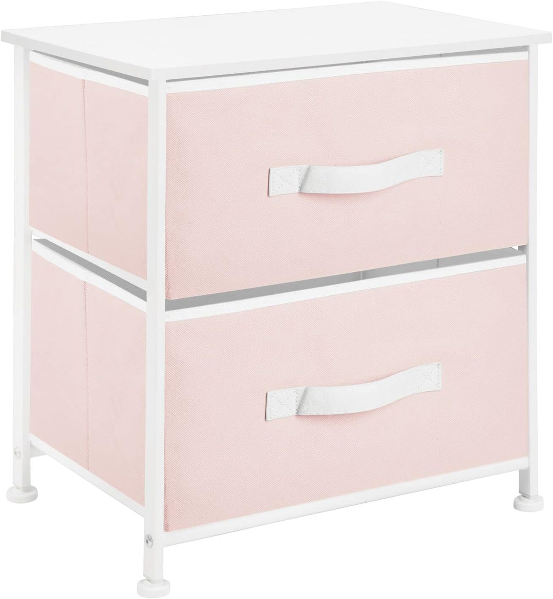 mDesign Nachttisch mit 2 Schubladen – Schrank Organizer aus Stoff, Metall und MDF – dekoratives Aufb