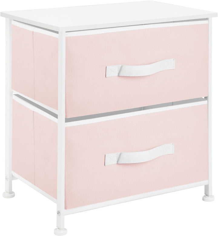 mDesign Nachttisch mit 2 Schubladen – Schrank Organizer aus Stoff, Metall und MDF – dekoratives Aufb
