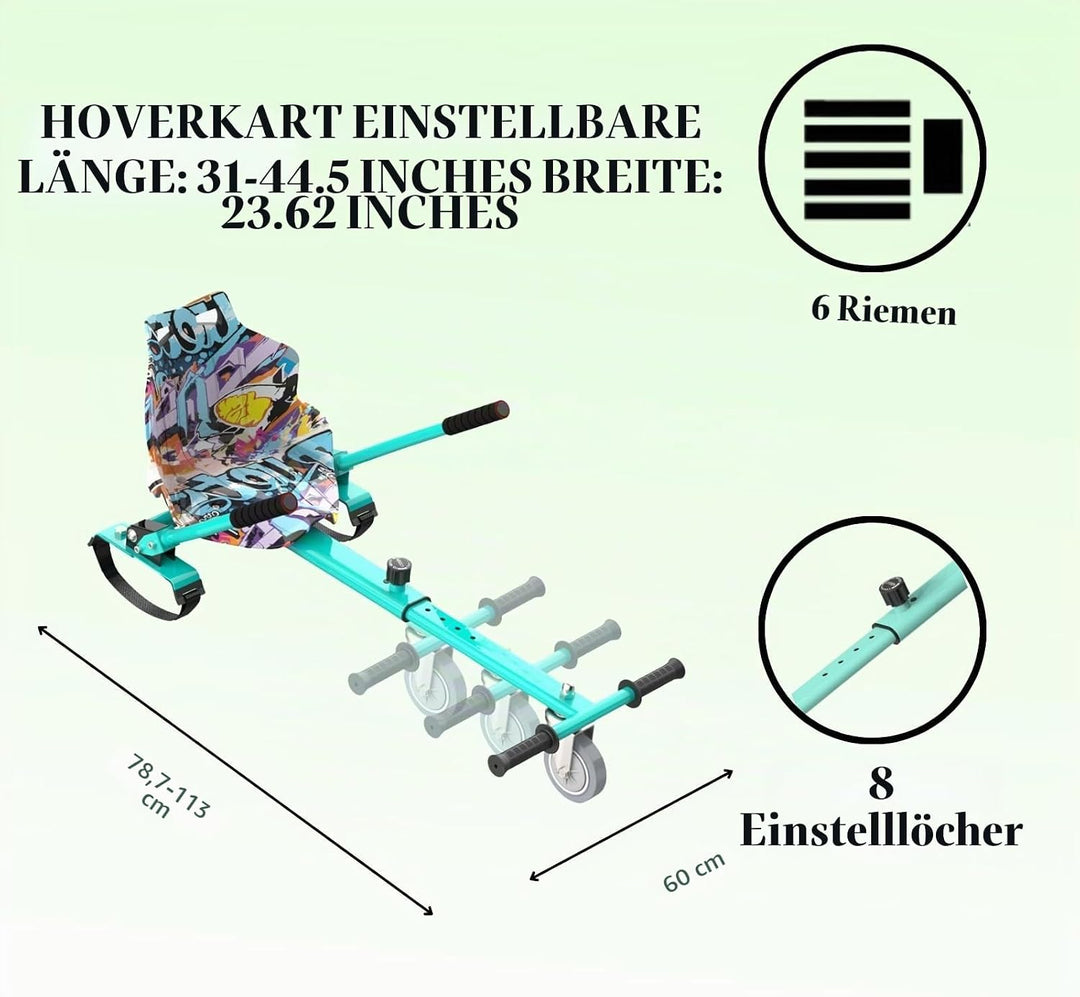 Hoverkart-Sitz für Scooter und Gokart – Sitzaufsatz für Hoverboards, Hovergokart für Hoverboards, Si