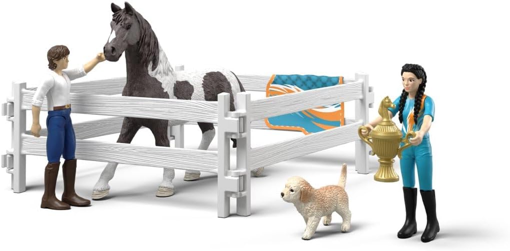 schleich Horse Club | Kim's Voltigier Set 42799 | Pferde Spielset mit Kim, Tom, Voltigierzubehör und