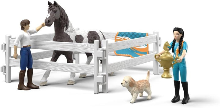 schleich Horse Club | Kim's Voltigier Set 42799 | Pferde Spielset mit Kim, Tom, Voltigierzubehör und