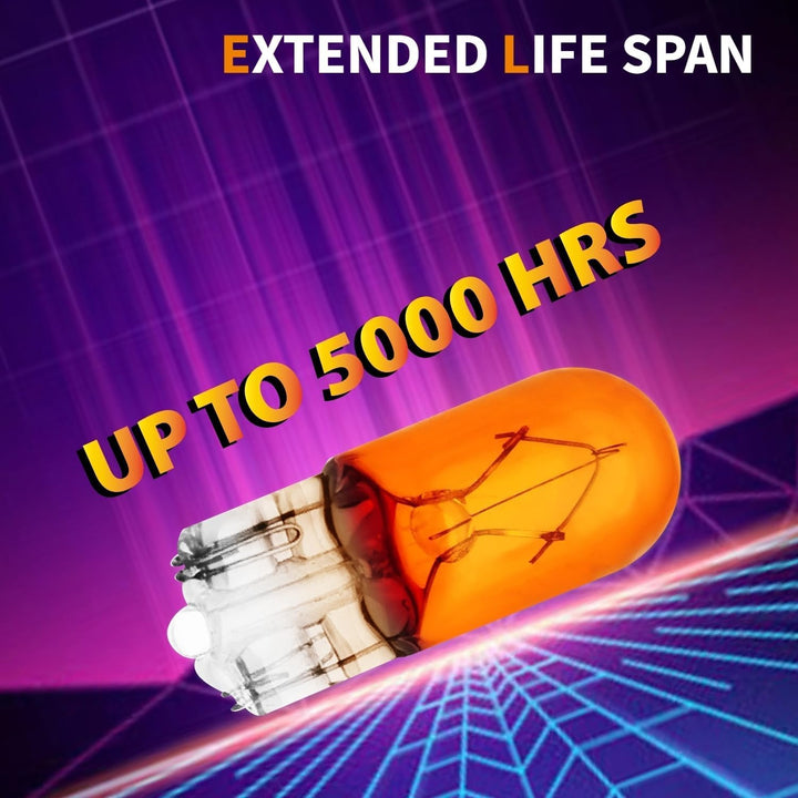 100x WY5W T10 Glühbirnen Orange 12V 5W Glassockel W2.1x9.5d Halogen Amber Ersatzlampen für Seitenbli
