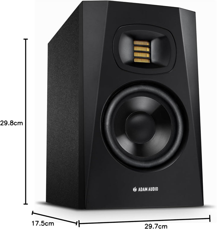 ADAM Audio T5V Studiomonitor für Aufnahmen, Mischungen und Mastering in Studioqualität, Schwarz, T5V