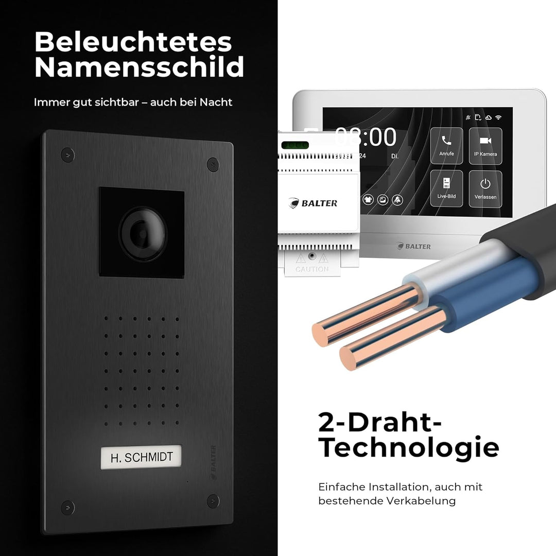 Entri Video Türsprechanlage, Unterputz Türklingel mit Kamera, Smartphone App, 1 Familienhaus, Video