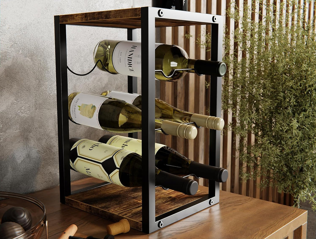 Lenmar - Metall Weinregal für 6 Flaschen | LOFT 2-6 | Kompakt Maximierte Kapazität | Modernes Design