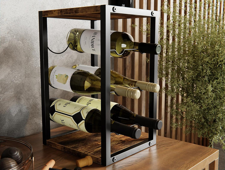 Lenmar - Metall Weinregal für 6 Flaschen | LOFT 2-6 | Kompakt Maximierte Kapazität | Modernes Design