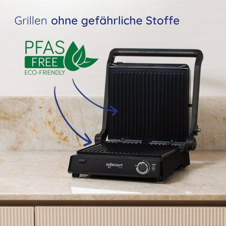 Safecourt Kitchen – Kontaktgrill 4-in-1 – Sandwichmaker, Panini Grill, Tischgrill elektrisch & Toast