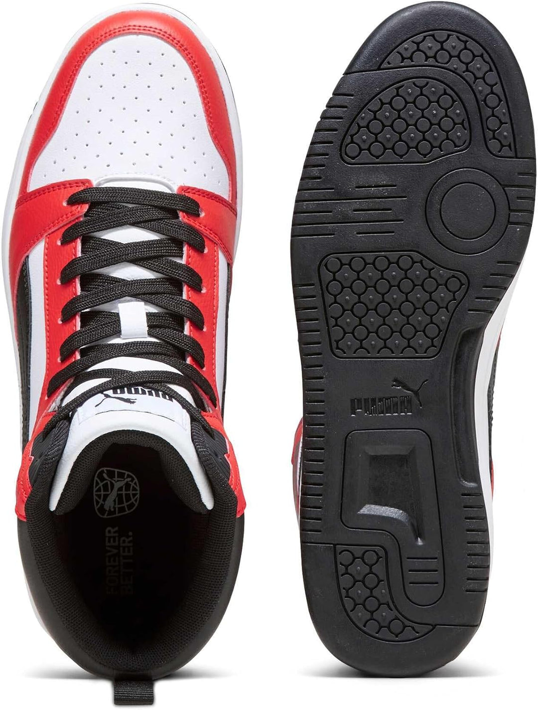 Puma Unisex Rebound V6Sneaker 36 EU Puma White Puma Black For All Time Red, 36 EU Puma White Puma Bl