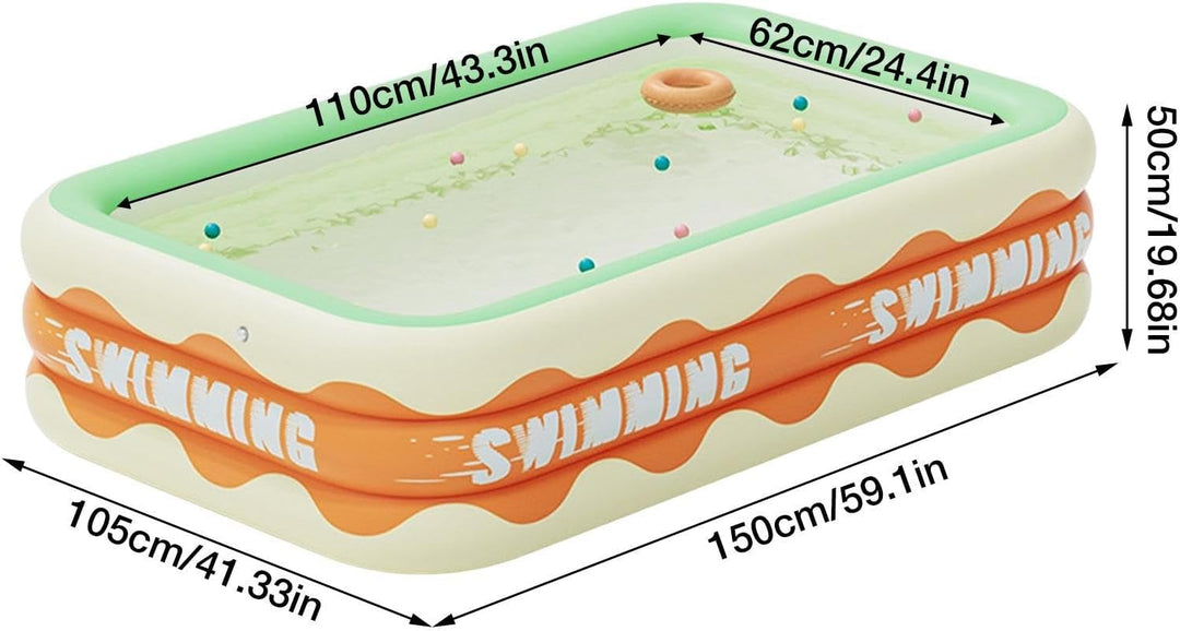 Aufblasbarer Familienpool Rectangular Pool Planschbecken Kinder Erwachsene Aufstellpool Für Partys G