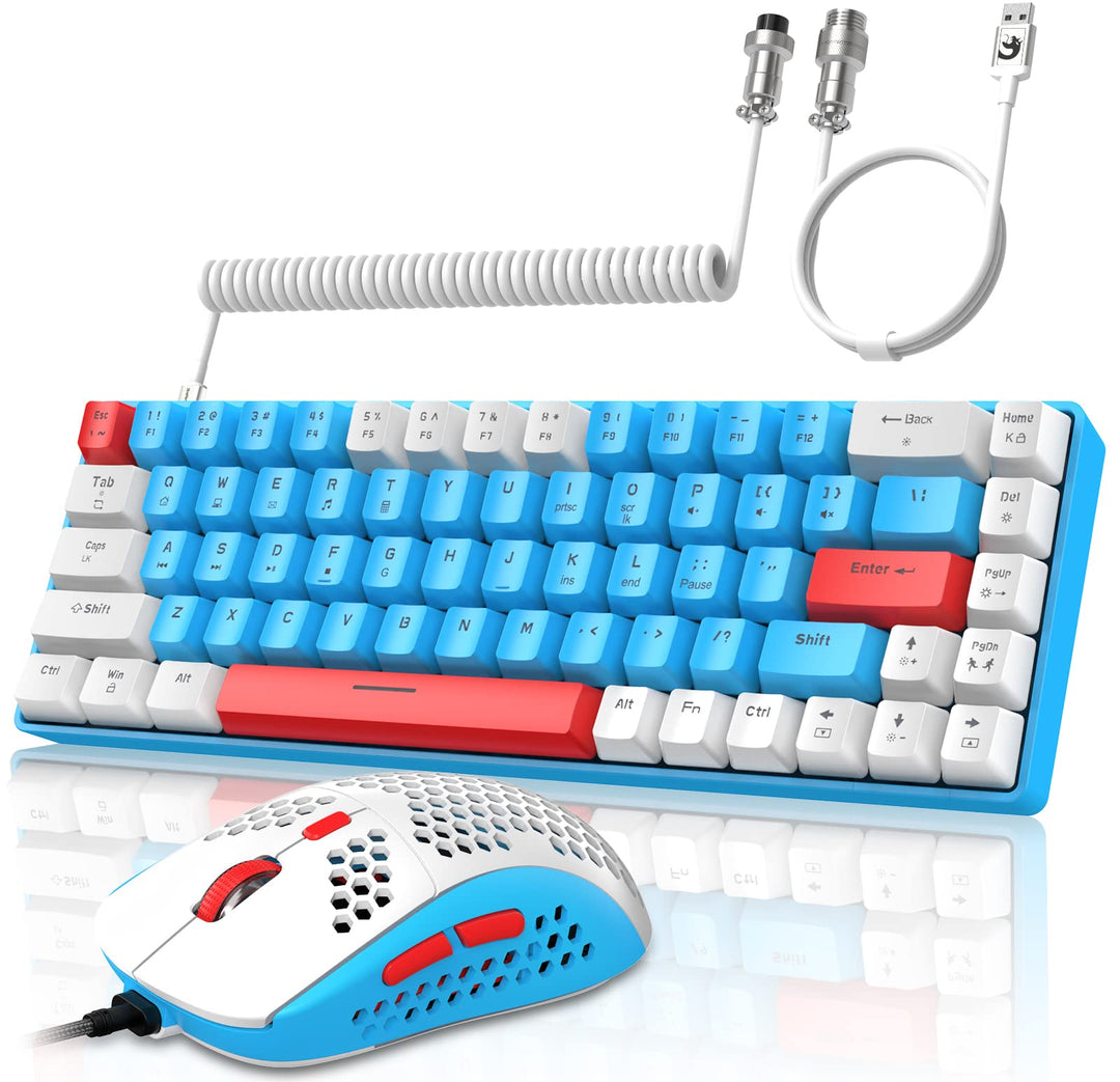 YINDIAO T8 60% RGB Gaming Tastatur und Maus Set + Gewendeltes USB-C Kabel,Kabelgebundene Mechanische