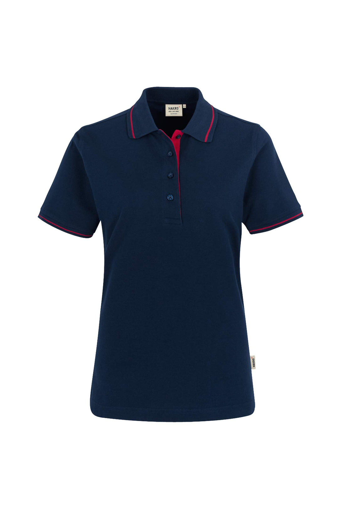 HAKRO Damen Polo-Shirt Casual - 203 - mehrere Farben S Tinte/Rot, S Tinte/Rot