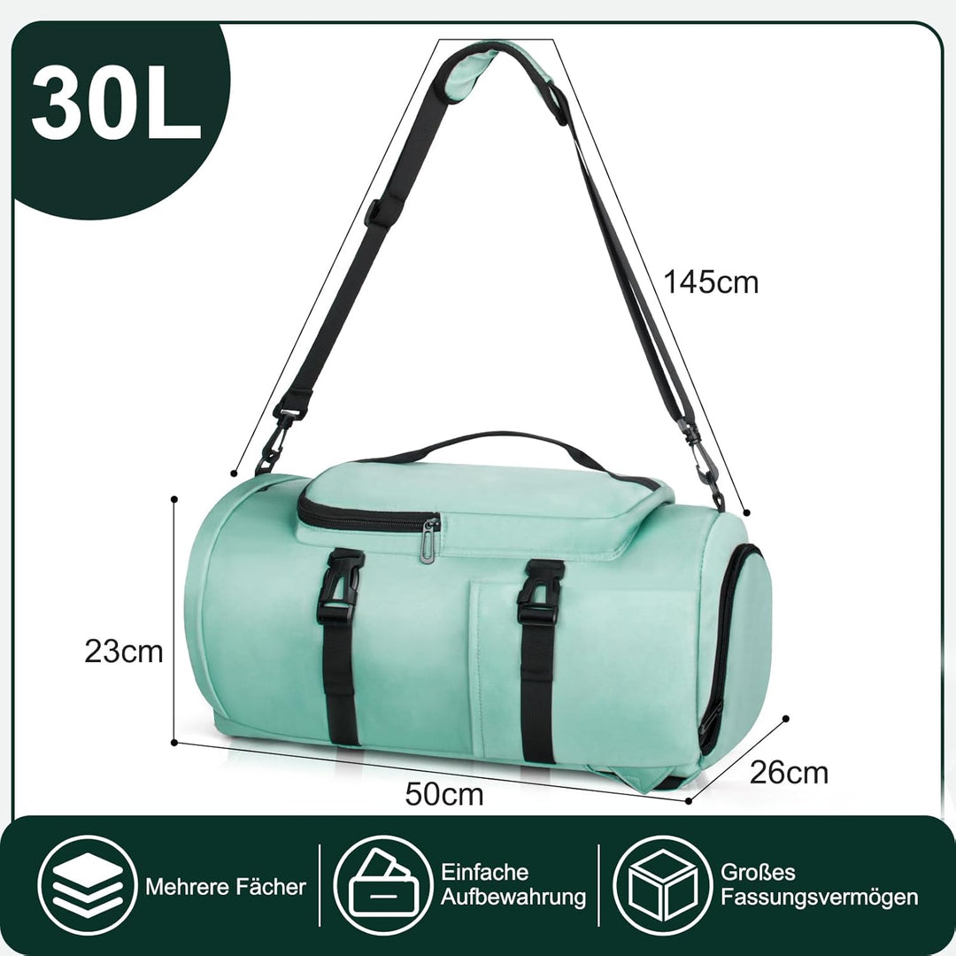 Sporttasche Herren, 30L Damen Sporttasche Rucksack, Klein Sportrucksack mit Schuhfach und Nassfach,