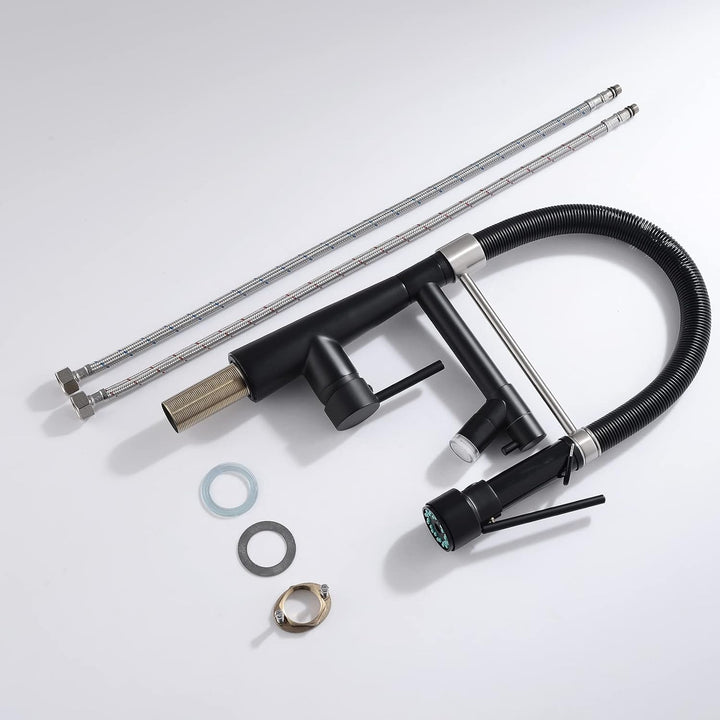 TIMACO Schwarz LED Wasserhahn Küche,Küchenarmatur mit Schloss Brause Ausziehbar - 360° Schwenkbarz-