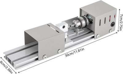 96W Mini Drehmaschine 12-24V Metalldrehmaschine 9000rpm Drehbank Tischdrehbank Silber Drechselbank Z