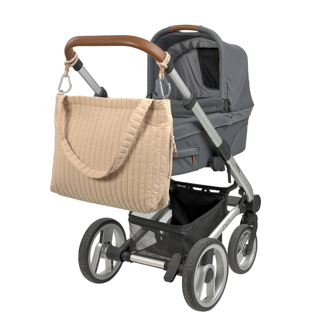 LÄSSIG Baby Wickeltasche Shopper mit Kinderwagenbefestigung/MIX Shopper Cotton beige, Beige