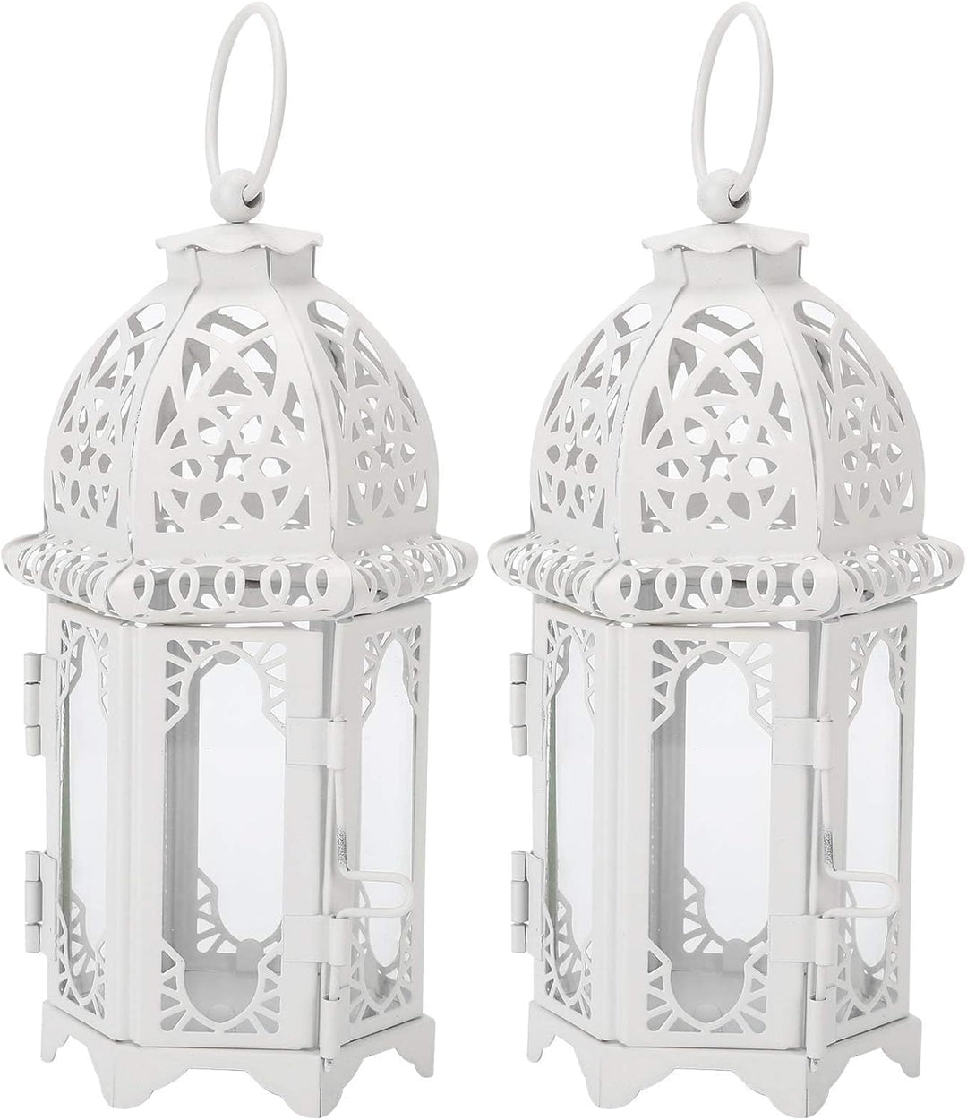 2Pcs Dekorative Laternen, Laterne Klein Marokkanischen Stil Kerze Laterne Metall Kerzenhalter Vintag