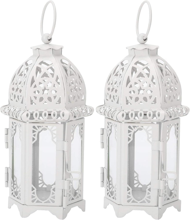2Pcs Dekorative Laternen, Laterne Klein Marokkanischen Stil Kerze Laterne Metall Kerzenhalter Vintag
