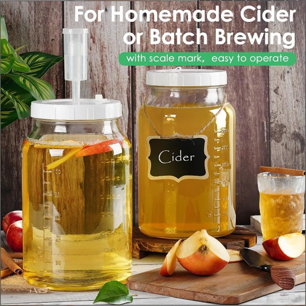 Fermentierglas 2 Stück 64oz - Luftdichter Kimchi Behälter mit Doppeldeckel, Messskala, Ideal für Sau
