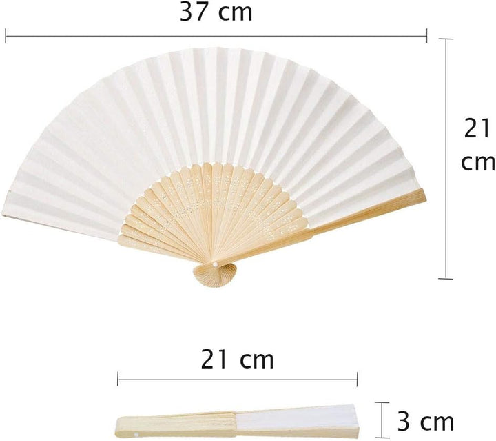 OLILLY - 50 bunte Fächer aus Papier und Bambus für Gäste – Weiss, Grün, Rot, Lavendel und Gelb – Hoc