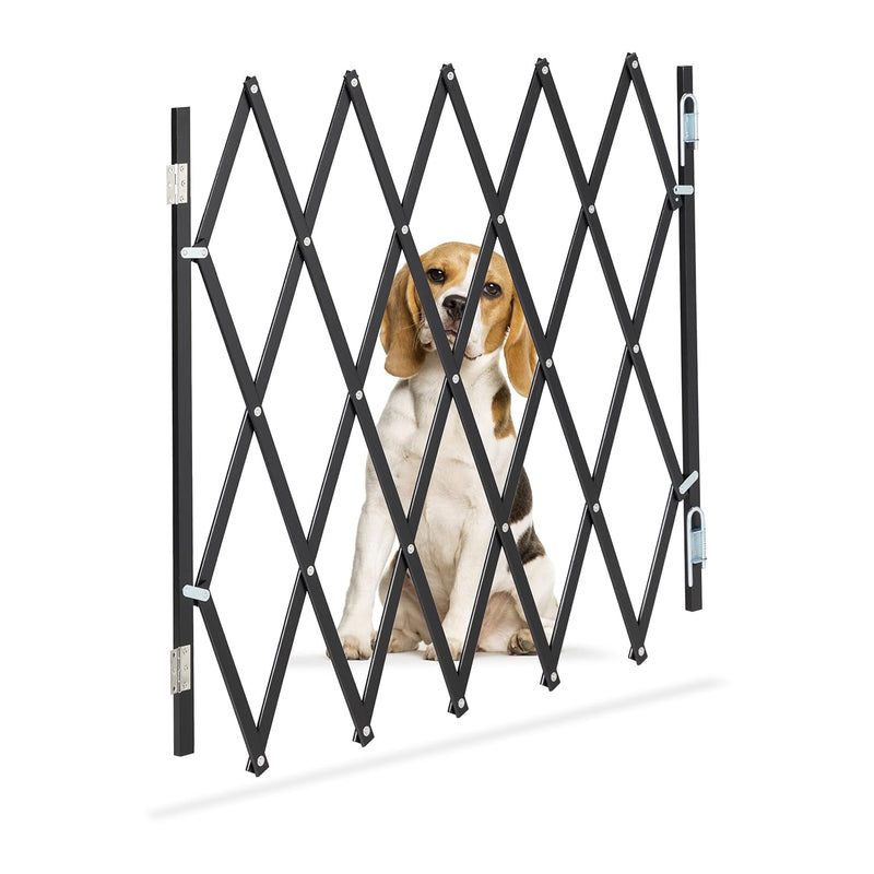 Relaxdays Hundeabsperrgitter, ausziehbar bis 118 cm, 69-82,5 cm hoch, Bambus, Hunde Schutzgitter, Tr